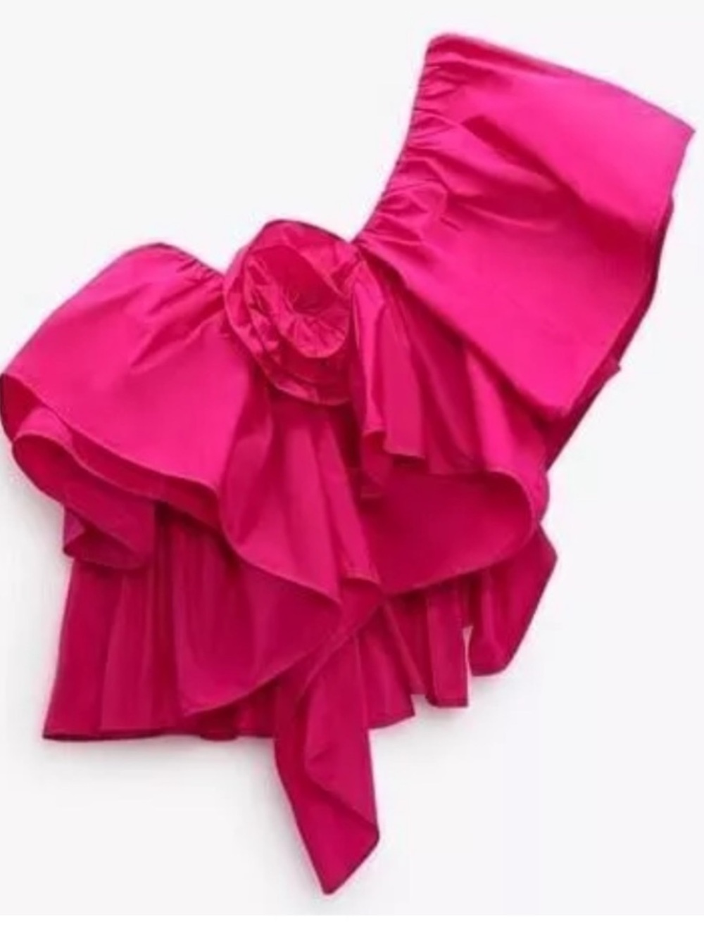 Zara Hot Pink Statement Off-Shoulder Ruffle Top - Picture 6 of 10